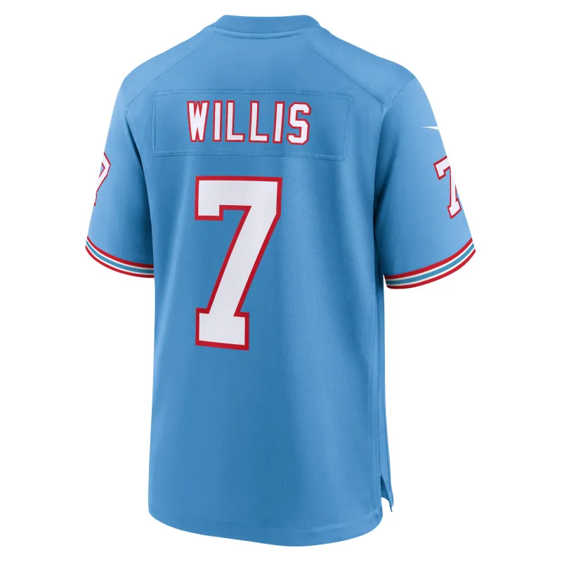 Men's Tennessee Titans Malik Willis Light Blue Oilers Throwback Alternate Game Player Jersey