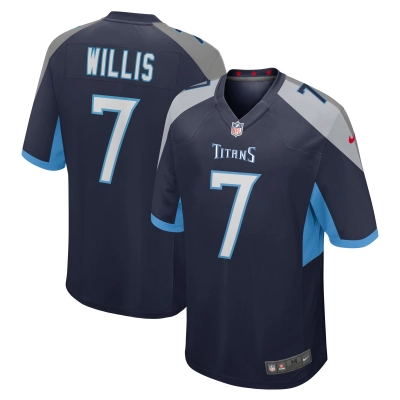 Men's Tennessee Titans Malik Willis Navy Player Game Jersey 01