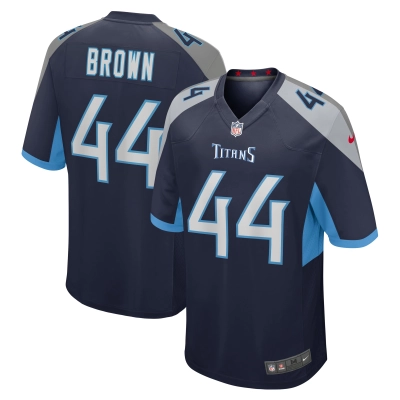 Men's Tennessee Titans Mike Brown Navy Game Jersey 01
