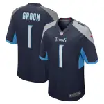 Men's Tennessee Titans Number 1 Groom Navy Game Jersey