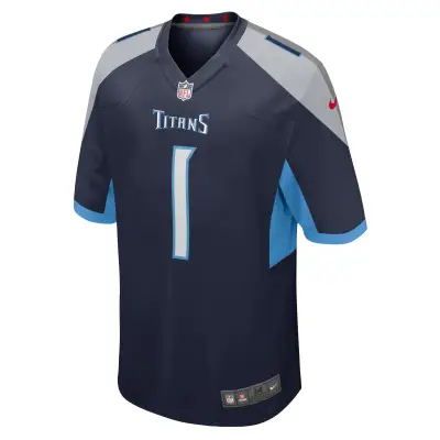Men's Tennessee Titans Number 1 Groom Navy Game Jersey 02