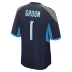 Men's Tennessee Titans Number 1 Groom Navy Game Jersey