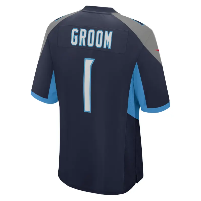 Men's Tennessee Titans Number 1 Groom Navy Game Jersey