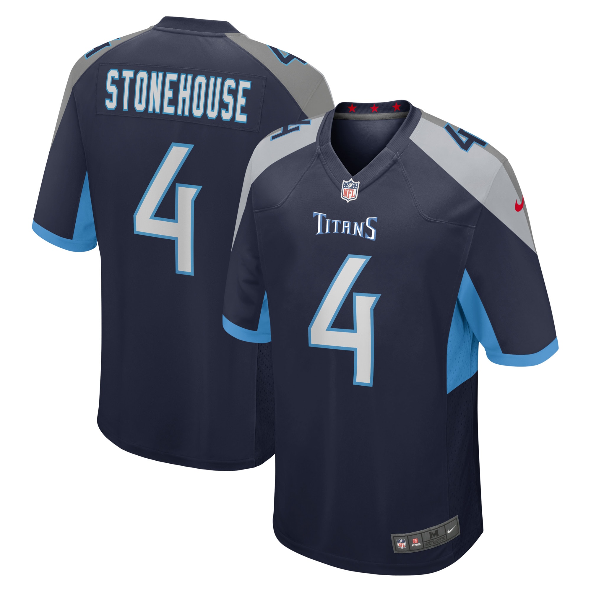 Men's Tennessee Titans Ryan Stonehouse Navy Game Player Jersey
