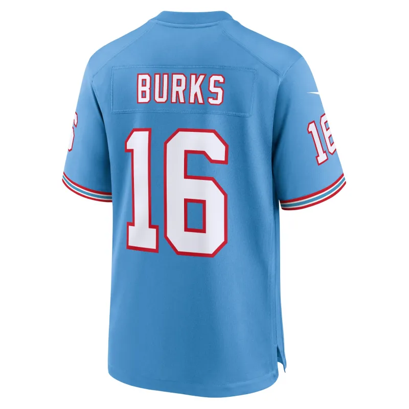Men's Tennessee Titans Treylon Burks Light Blue Oilers Throwback Alternate Game Player Jersey