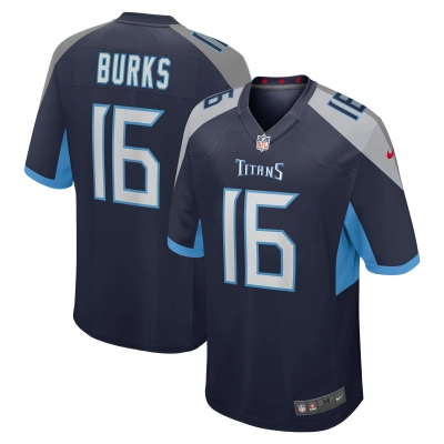 Men's Tennessee Titans Treylon Burks Navy Player Game Jersey 01