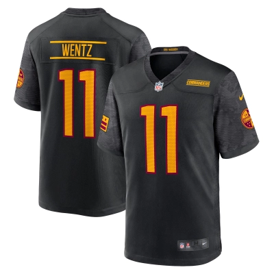 Men's Washington Commanders Carson Wentz Black Alternate Game Player Jersey 01