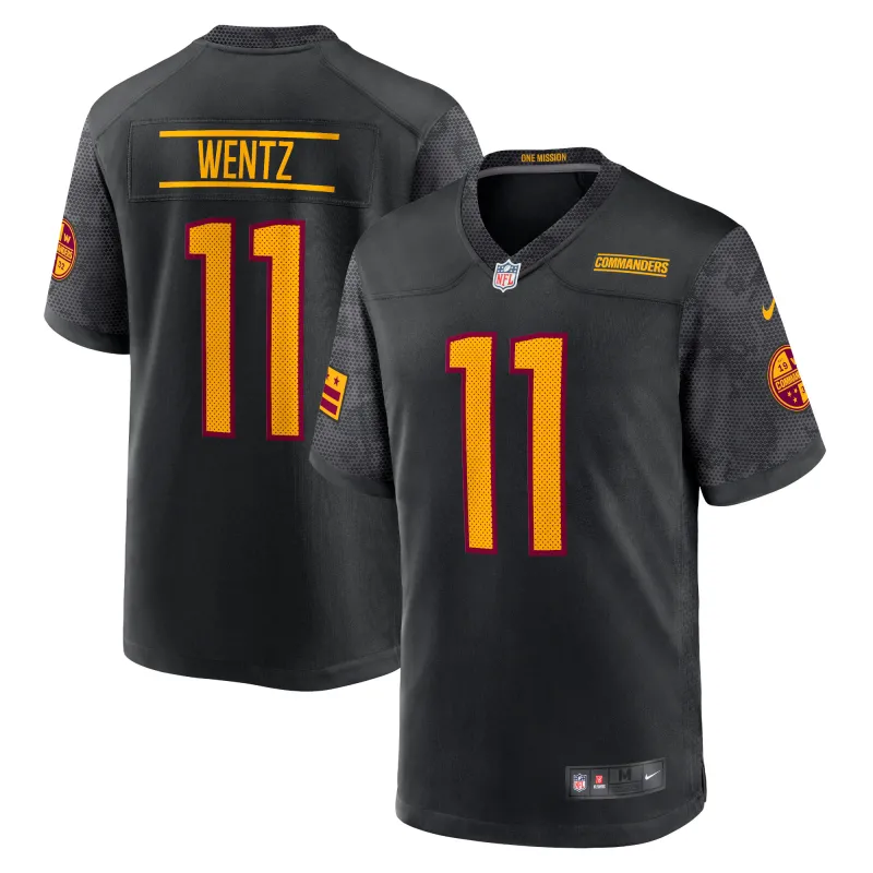 Men's Washington Commanders Carson Wentz Black Alternate Game Player Jersey