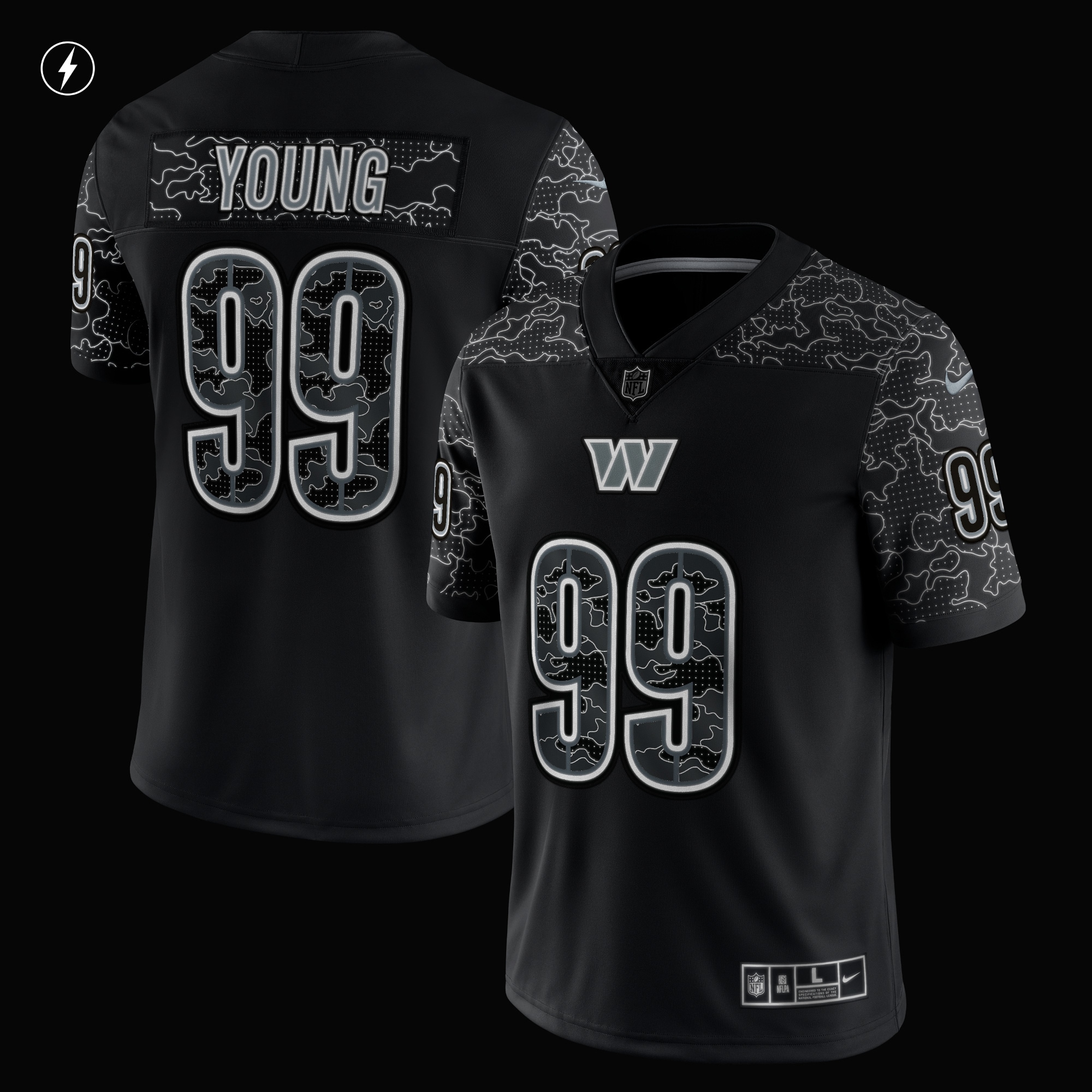 Men's Washington Commanders Chase Young Black RFLCTV Limited Jersey
