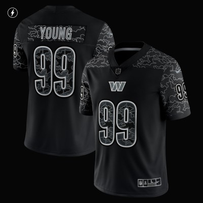 Men's Washington Commanders Chase Young Black RFLCTV Limited Jersey 02