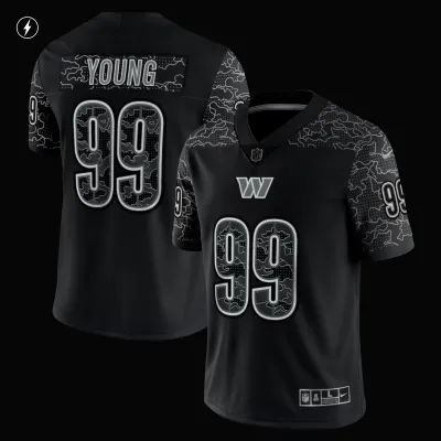 Men's Washington Commanders Chase Young Black RFLCTV Limited Jersey 02
