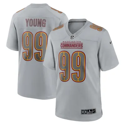 Men's Washington Commanders Chase Young Gray Atmosphere Fashion Game Jersey 01