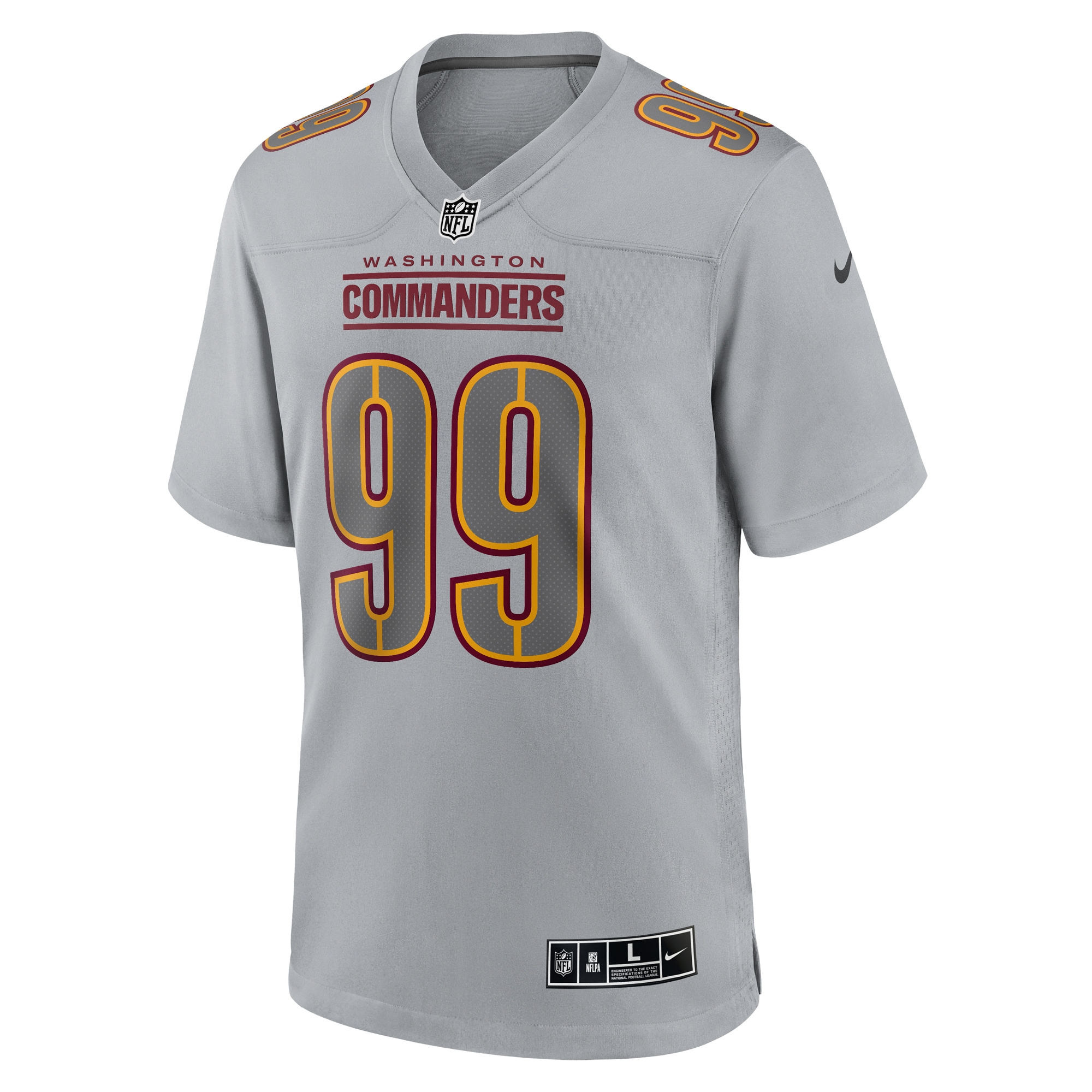 Men's Washington Commanders Chase Young Gray Atmosphere Fashion Game Jersey