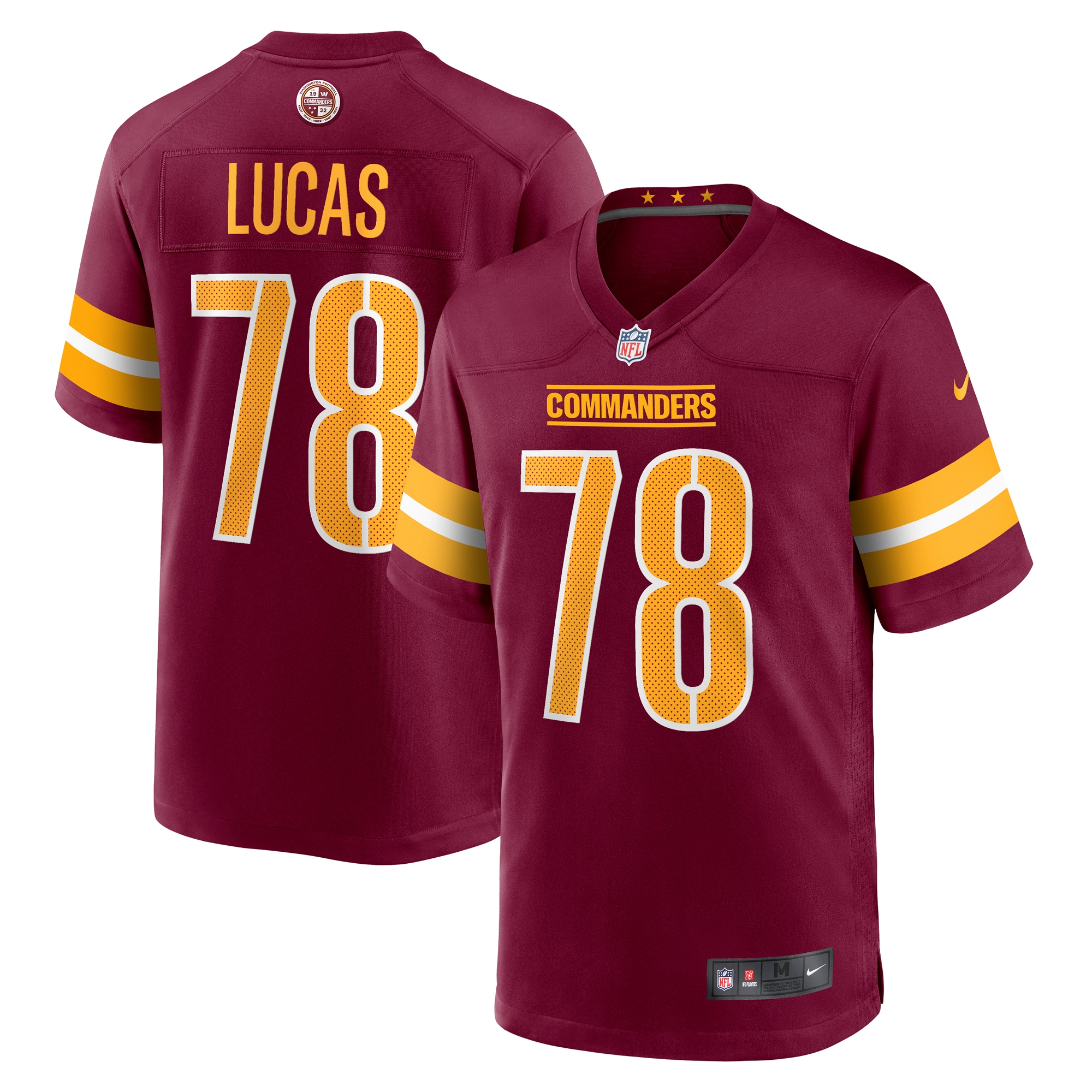 Men's Washington Commanders Cornelius Lucas  Burgundy Game Jersey