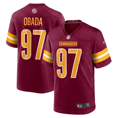 Men's Washington Commanders Efe Obada Burgundy Game Jersey 01