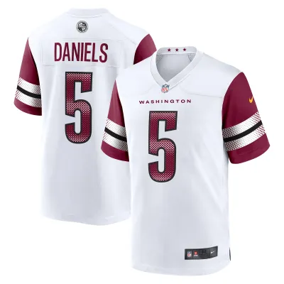 Men's Washington Commanders Jayden Daniels White 2024 NFL Draft First Round Pick Player Game Jersey 01
