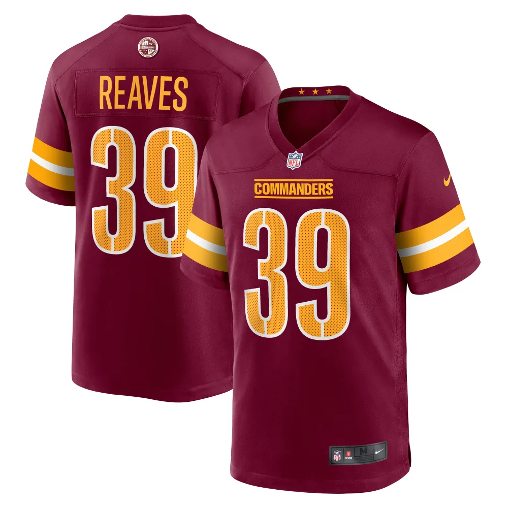 Men's Washington Commanders Jeremy Reaves  Burgundy Game Jersey