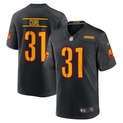 Men's Washington Commanders Kamren Curl Black Alternate Game Player Jersey 01
