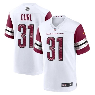 Men's Washington Commanders Kamren Curl White Game Jersey 01