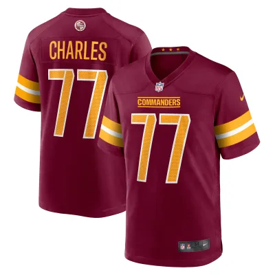 Men's Washington Commanders Saahdiq Charles  Burgundy Game Jersey 01