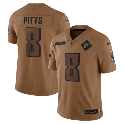 Women's Atlanta Falcons Kyle Pitts Brown 2023 Salute To Service Limited Jersey 01