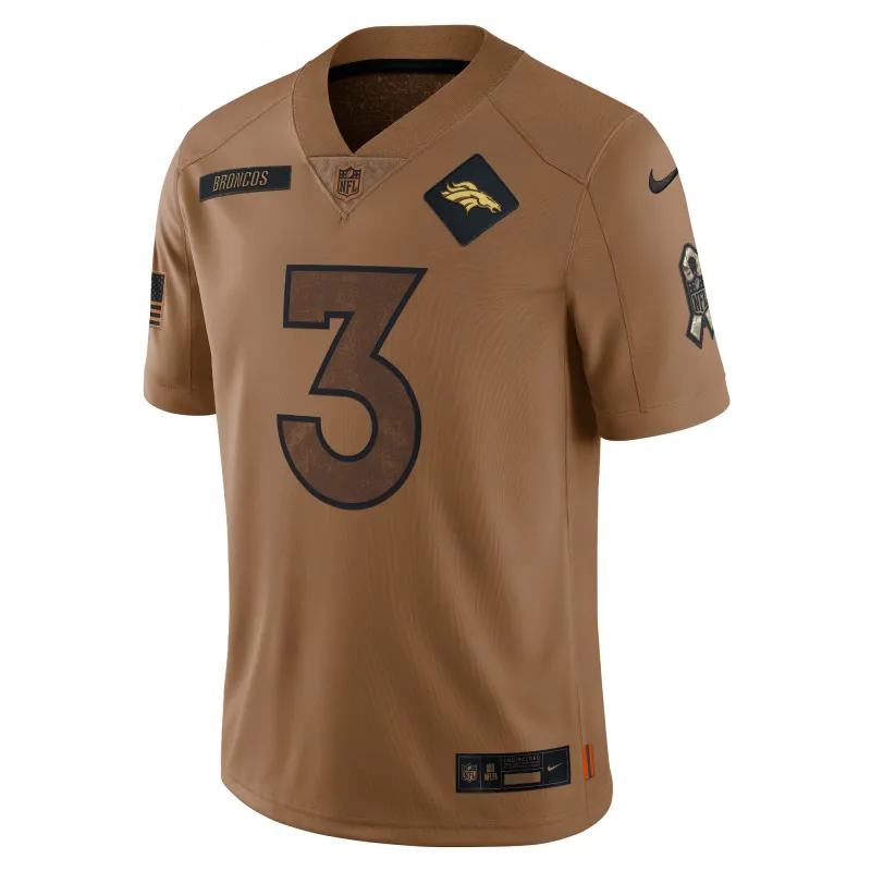 Women's Denver Broncos Russell Wilson Brown 2023 Salute To Service Limited Jersey