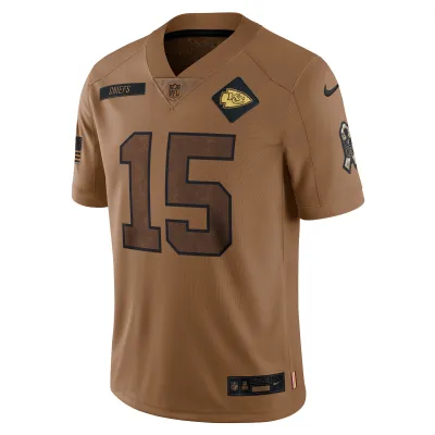 Women's Kansas City Chiefs Patrick Mahomes Brown 2023 Salute To Service Limited Jersey 02
