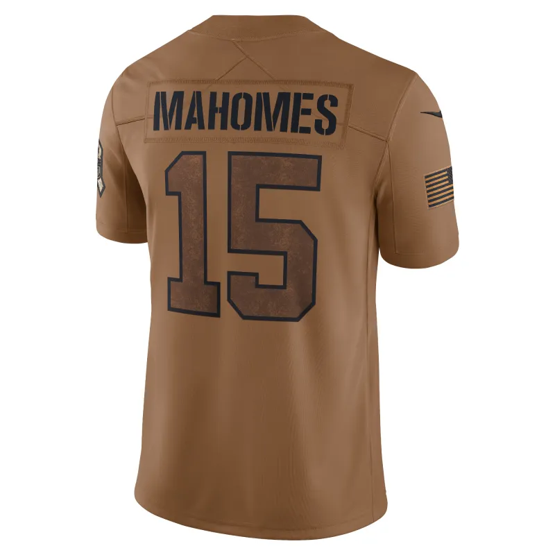 Women's Kansas City Chiefs Patrick Mahomes Brown 2023 Salute To Service Limited Jersey