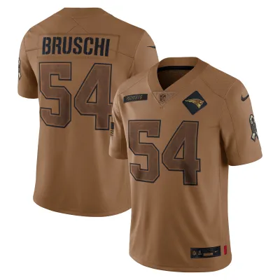 Women's New England Patriots Tedy Bruschi Brown 2023 Salute To Service Retired Player Limited Jersey 01