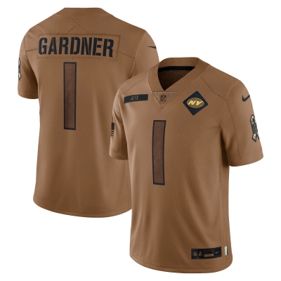 Women's New York Jets Ahmad Sauce Gardner Brown 2023 Salute To Service Limited Jersey 01