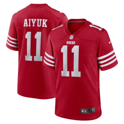 Women's San Francisco 49ers Brandon Aiyuk Scarlet Team Game Player Jersey 01