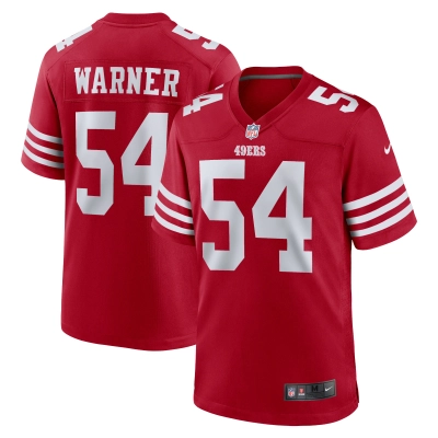 Women's San Francisco 49ers Fred Warner Scarlet Team Game Player Jersey 01