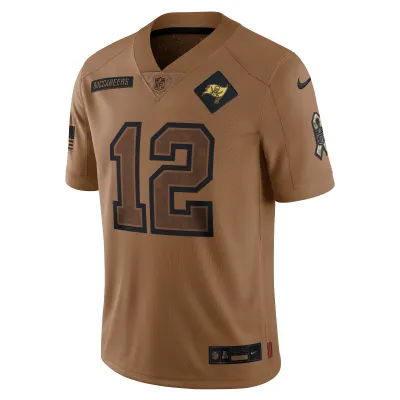 Women's Tampa Bay Buccaneers Tom Brady Brown 2023 Salute To Service Limited Jersey 02