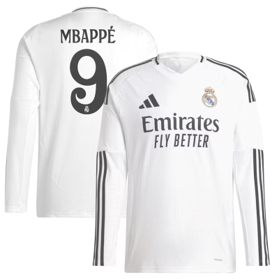 Kylian Mbappé Real Madrid 24/25 Long Sleeve Home Jersey 01