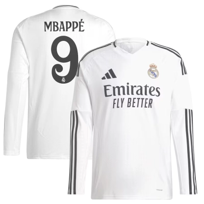 Kylian Mbappé Real Madrid 24/25 Long Sleeve Home Jersey 01