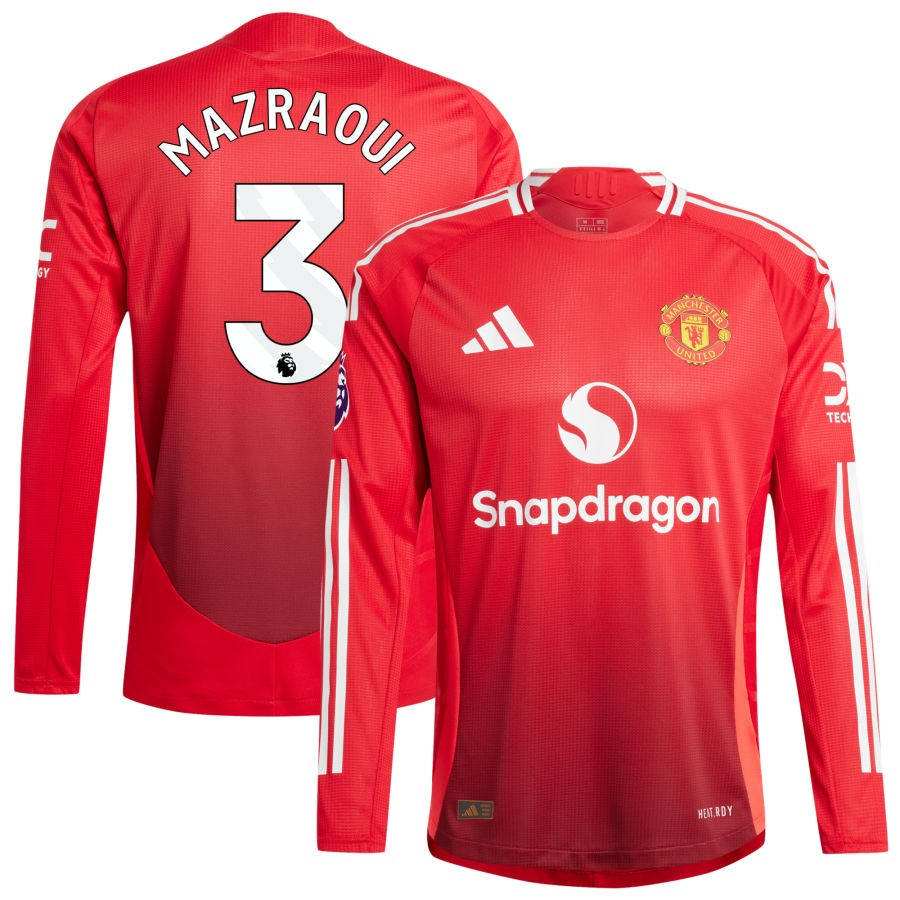 Noussair Mazraoui Manchester United 24/25 Long Sleeve Home Jersey Player