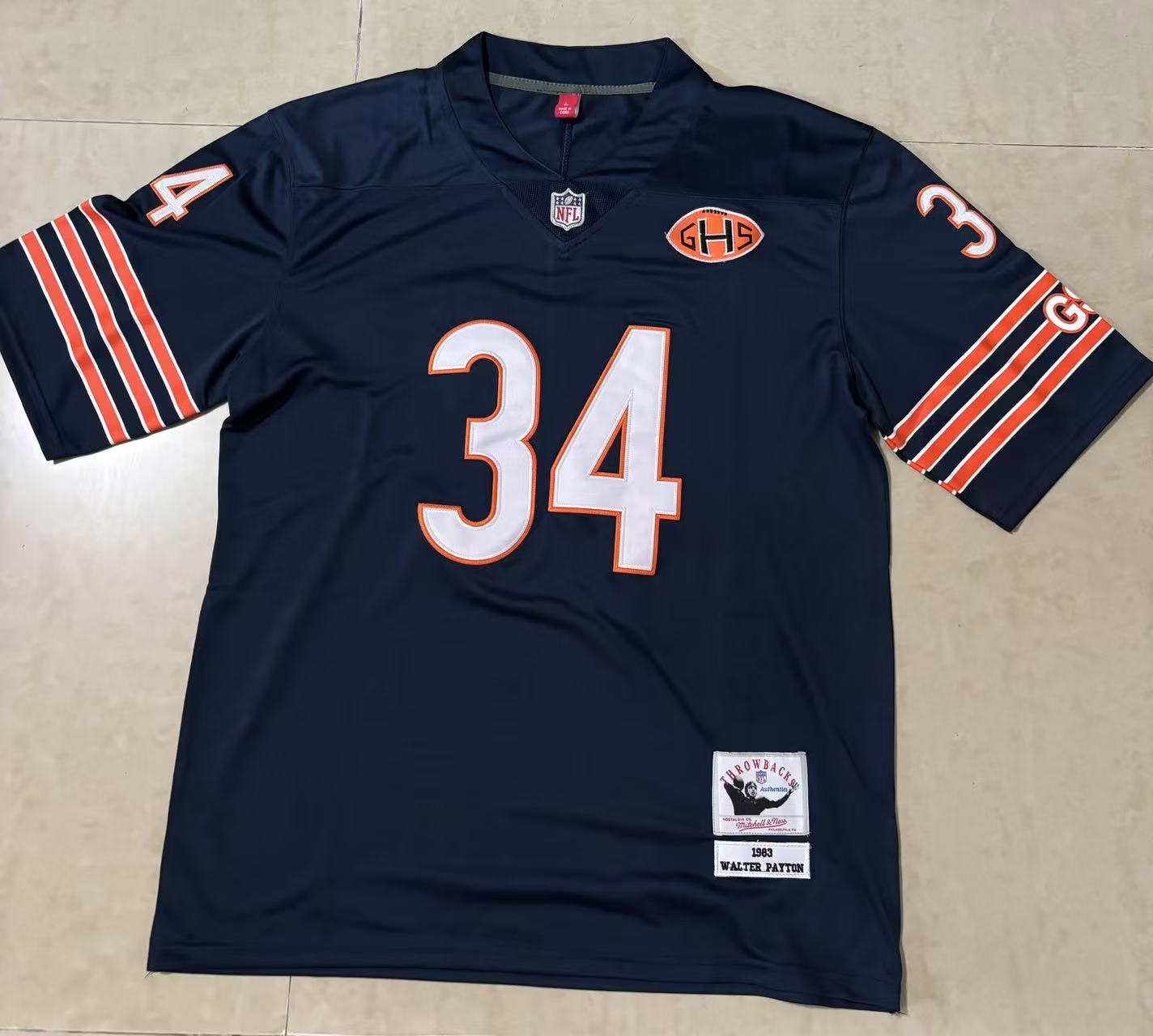 Men's Chicago Bears 1983 Walter Payton Navy Throwback Retired Player Jersey