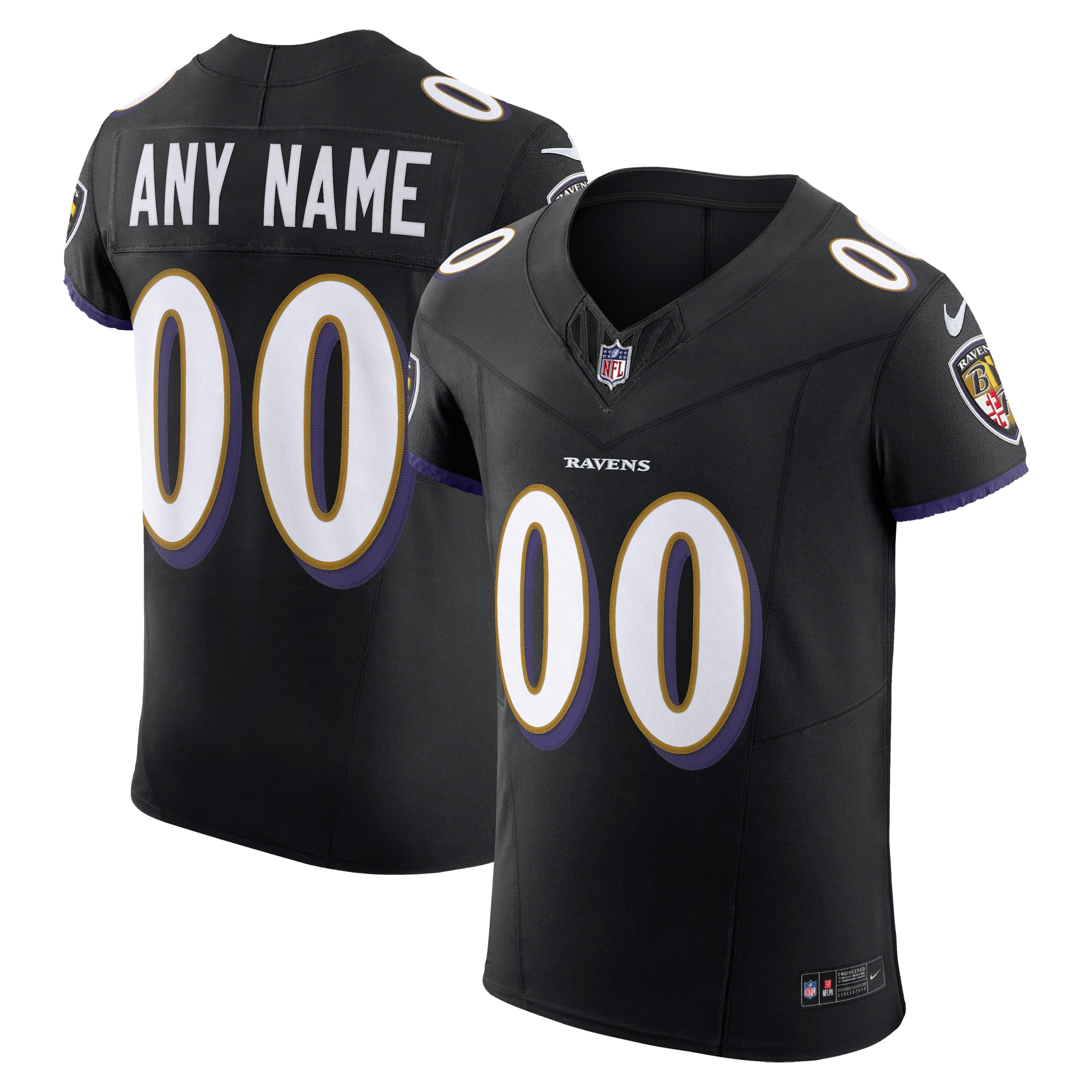 Men's Baltimore Ravens Nike Black Vapor F.U.S.E. Elite Custom Jersey