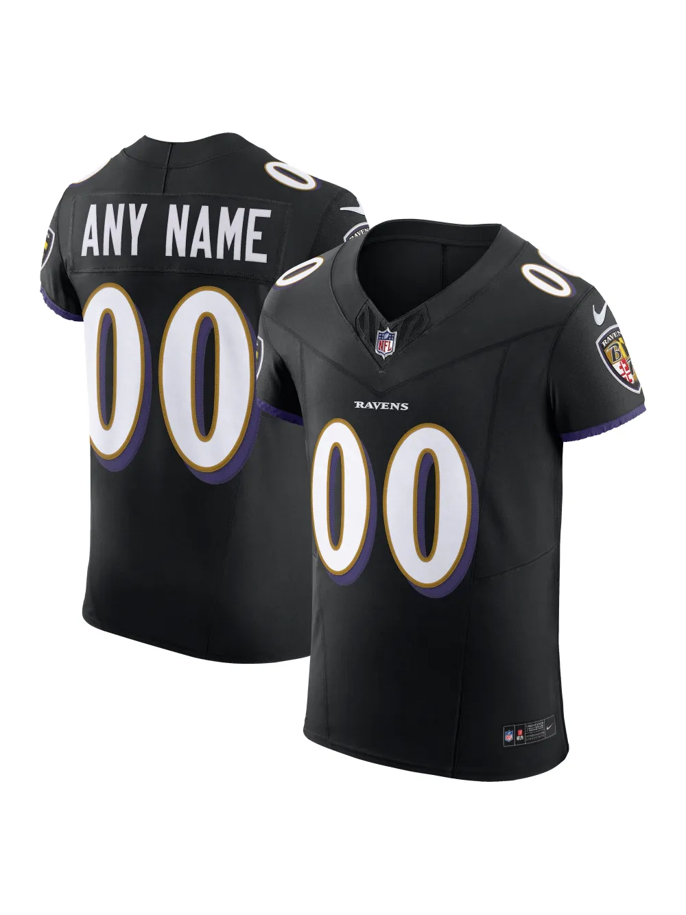 Men's Baltimore Ravens Nike Black Vapor F.U.S.E. Elite Custom Jersey