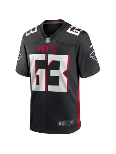 Men's Atlanta Falcons Chris Lindstrom Nike Black Game Jersey 02