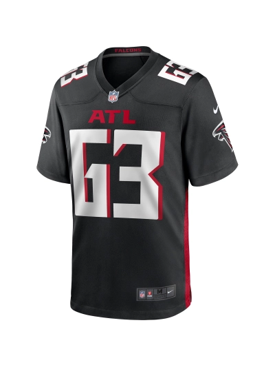 Men's Atlanta Falcons Chris Lindstrom Nike Black Game Jersey 02