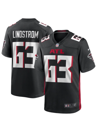 Men's Atlanta Falcons Chris Lindstrom Nike Black Game Jersey 01