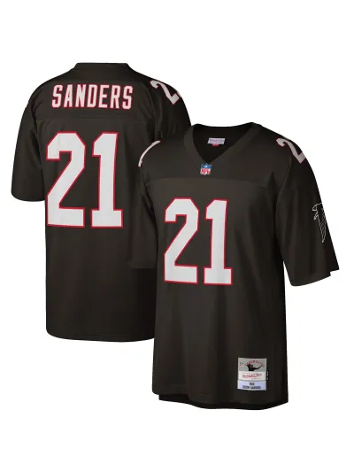 Men's Atlanta Falcons Deion Sanders Mitchell & Ness Black Big & Tall 1992 Retired Player Replica Jersey 01