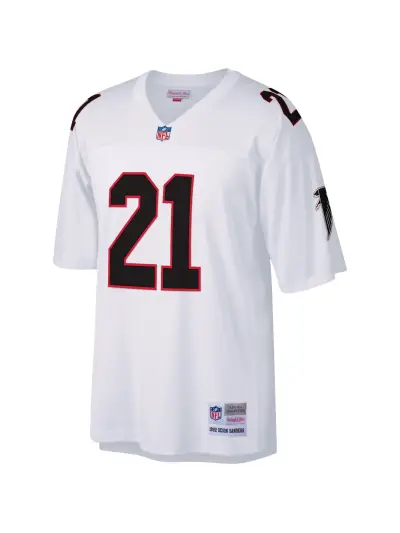Men's Atlanta Falcons Deion Sanders Mitchell & Ness White Legacy Replica Jersey 02