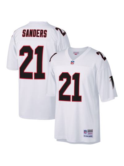 Men's Atlanta Falcons Deion Sanders Mitchell & Ness White Legacy Replica Jersey 01