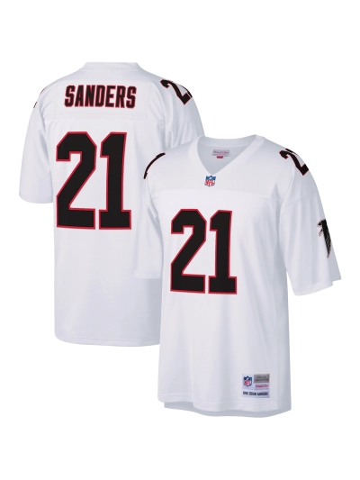 Men's Atlanta Falcons Deion Sanders Mitchell & Ness White Legacy Replica Jersey 01