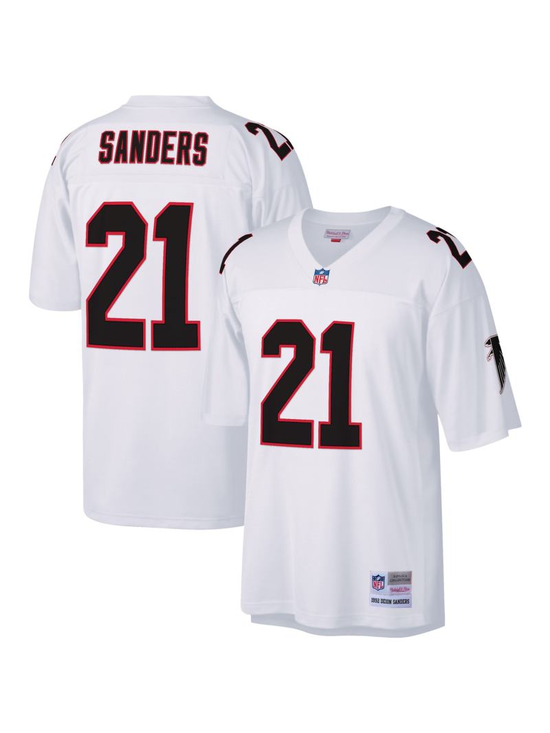 Men's Atlanta Falcons Deion Sanders Mitchell & Ness White Legacy Replica Jersey