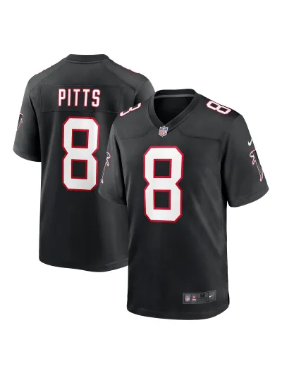 Men's Atlanta Falcons Kyle Pitts Nike Black Players Game Jersey 01