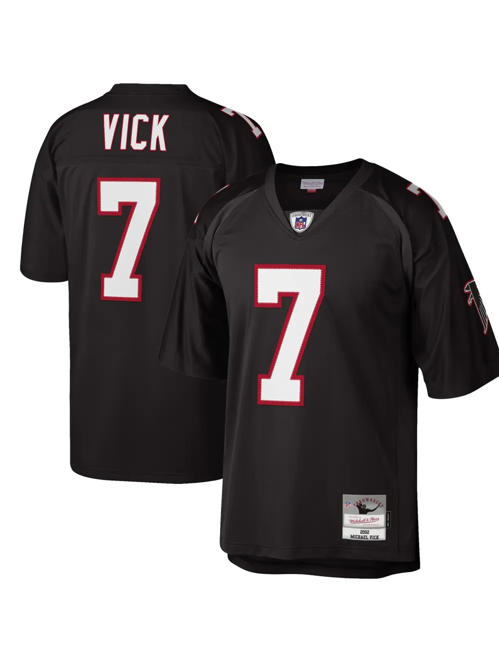 Men's Atlanta Falcons Michael Vick Mitchell & Ness Black Big & Tall 2002 Retired Player Replica Jersey