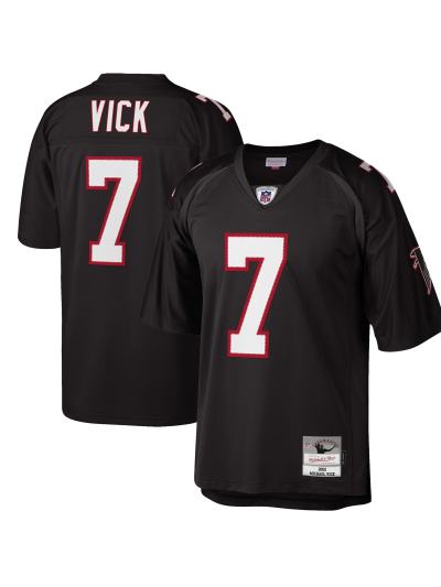 Men's Atlanta Falcons Michael Vick Mitchell & Ness Black Big & Tall 2002 Retired Player Replica Jersey 01